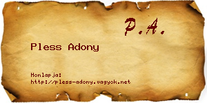 Pless Adony névjegykártya